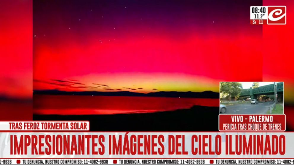 Impresionantes auroras australes tiñeron el cielo de Ushuaia