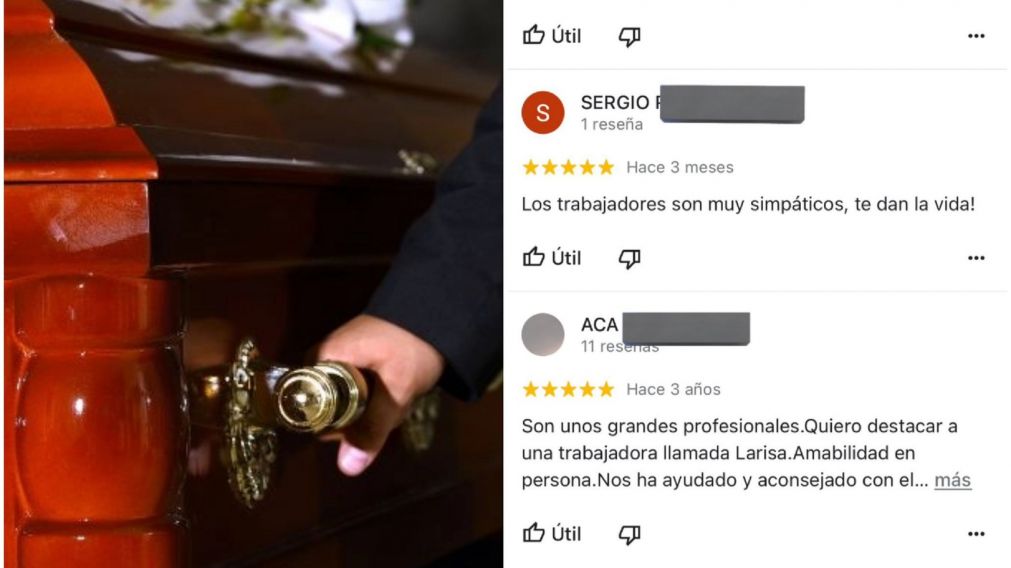 Un joven comenzó a trabajar en una funeraria y sus amigos dejaron reseñas graciosas sobre el lugar para apoyarlo.