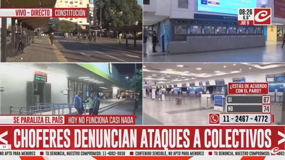 Paro nacional: las primeras imágenes muestran calles vacías.