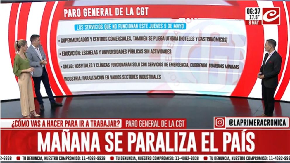 Paro general de la CGT: uno a uno, los servicios que no funcionarán este 9 de mayo