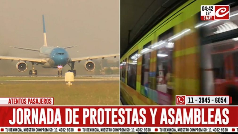 Aeropuertos, trenes y subtes encabezan una "jornada de protesta"