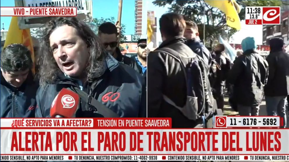 Colectiveros de la línea 60 protestaban en Puente Saavedra (Crónica HD).