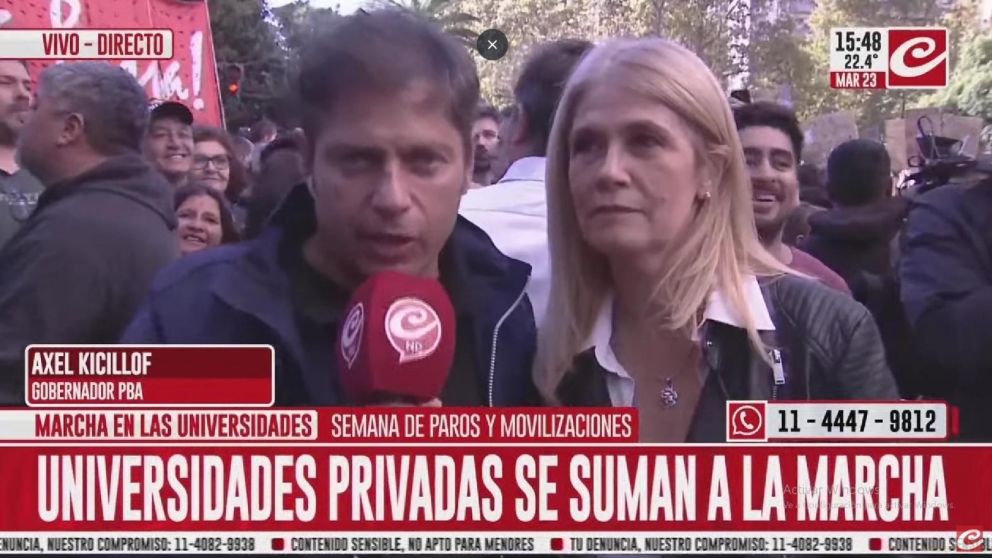 Kicillof dialogó con Crónica al participar de la Marcha Federal Universitaria.