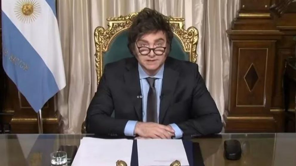 El mensaje de Milei será emitido a las 21 por cadena nacional.