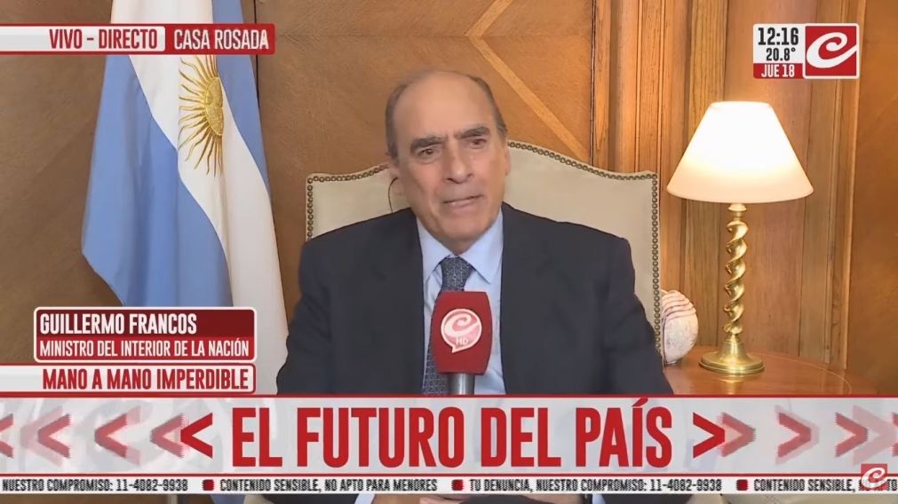 El ministro del Interior, Guillermo Francos (Crónica HD).
