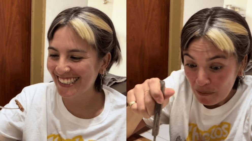 La chica asombró a todos tras volver a probar milanesas de carne después de 8 años siendo vegetariana (Imagen: TikTok).