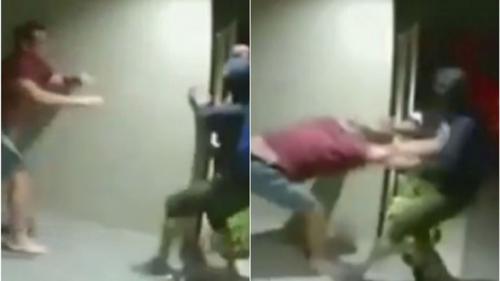 Un hombre luchó cuerpo a cuerpo con ladrón que quiso apuñalar a su hijo en Trelew (Imagen captura vídeo).