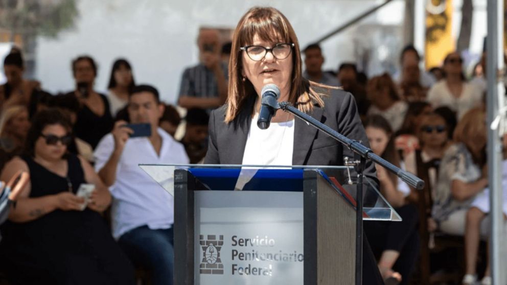 La ministra de Seguridad, Patricia Bullrich, en un acto del Servicio Penitenciario Nacional.