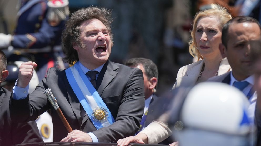 Javier Milei, el 10 de diciembre, tras la jura en el Congreso (Foto NA).