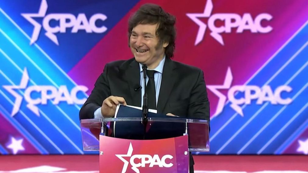 El presidente Javier Milei en un evento del partido republicano en Washington.