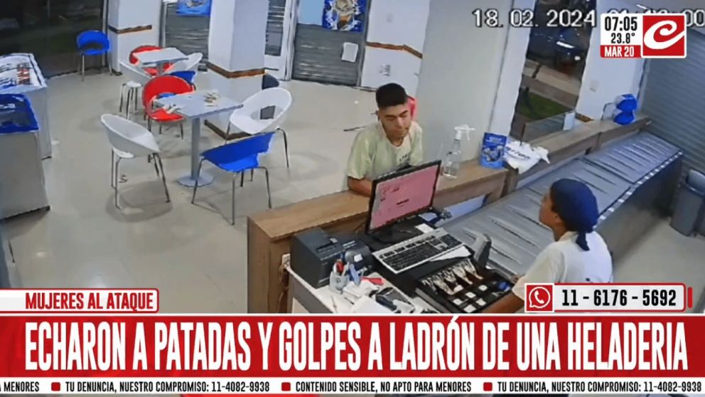 Un ladrón intentó robar en una heladería con un arma de juguete y las empleadas lo detuvieron a las trompadas.