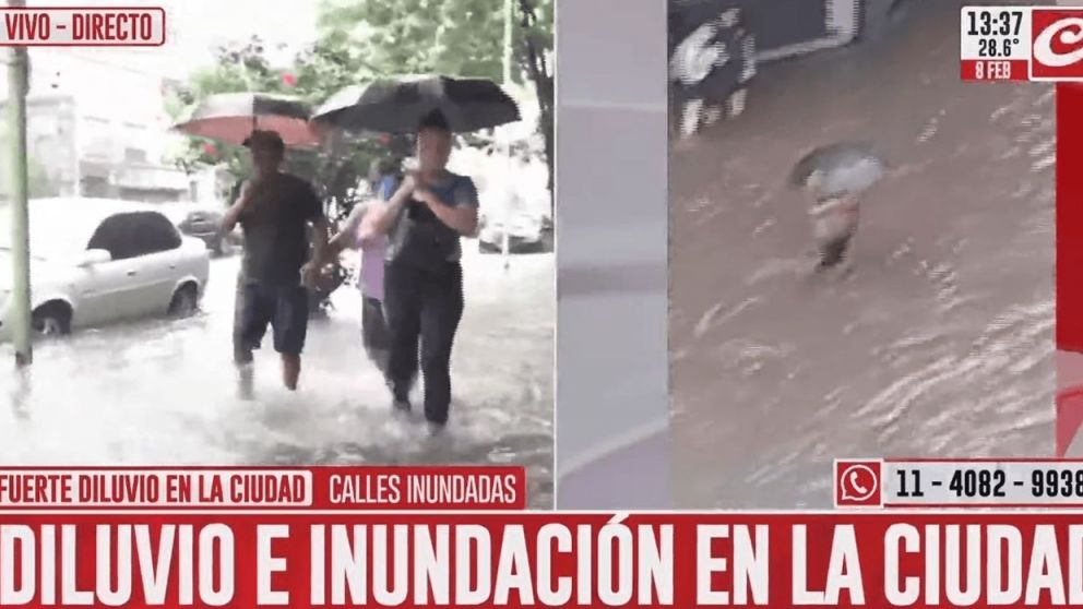Calles inundadas, subte interrumpido y cortes de luz por la intensa lluvia en CABA.
