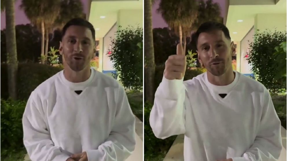 Lionel Messi saludó a un amigo de su hijo y un particular detalle hizo reír a todos (Imagen captura vídeo).