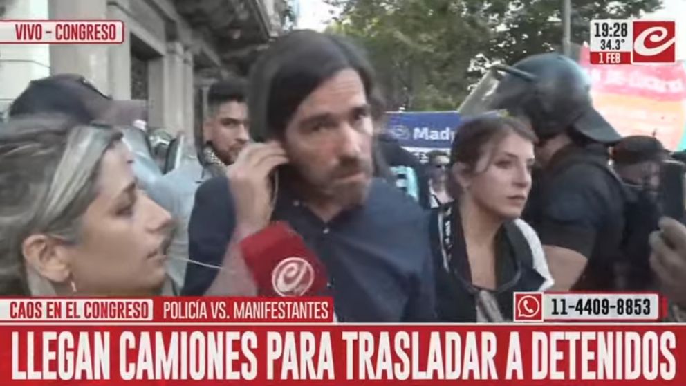 El legislador padeció el operativo en las inmediaciones al Congreso.