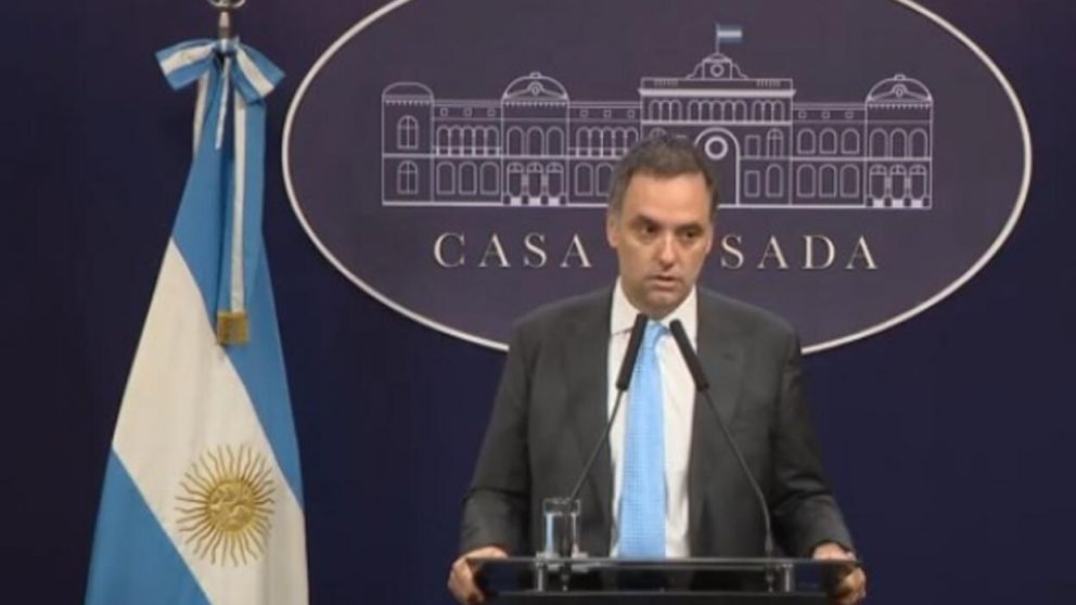 Vocero presidencial Manuel Adorni en Casa Rosada.