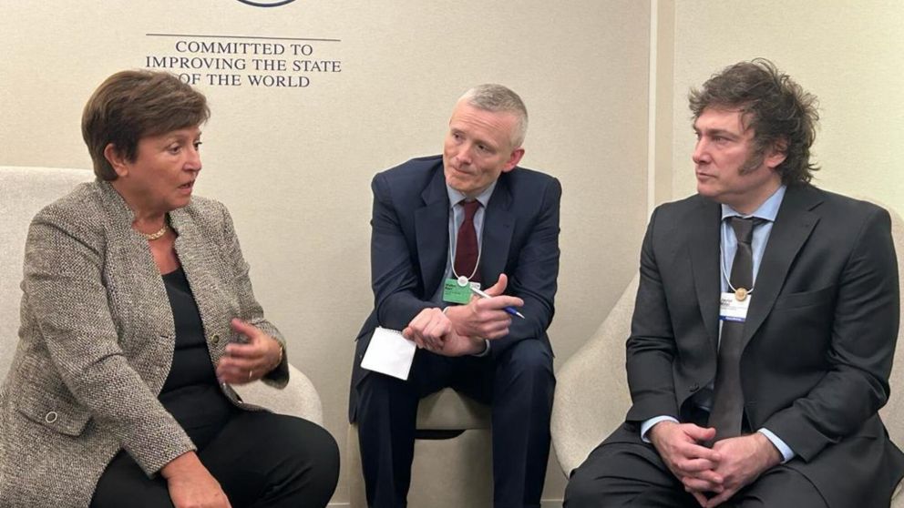 Cumbre entre la titular del FMI y Javier Milei en Davos (Archivo).