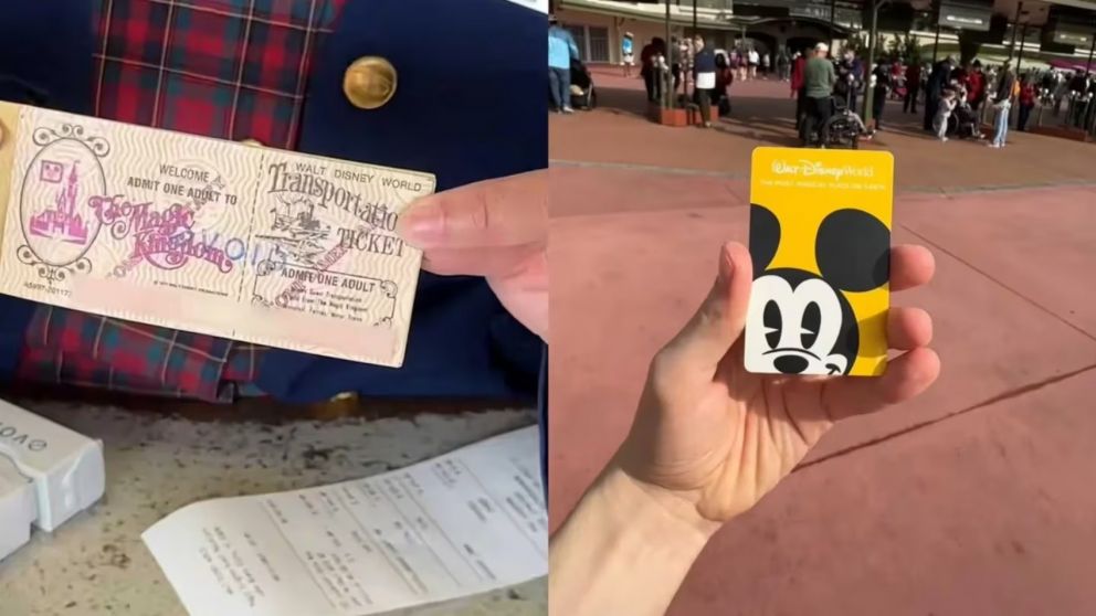 Encontró una entrada vieja para un parque Disney, viajó para ver si era válido y se llevó una sorpresa (Imagen captura vídeo).