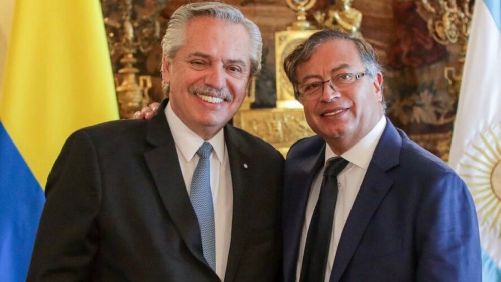 Alberto Fernández junto a su amigo y mandatario colombiano, Gustavo Petro.