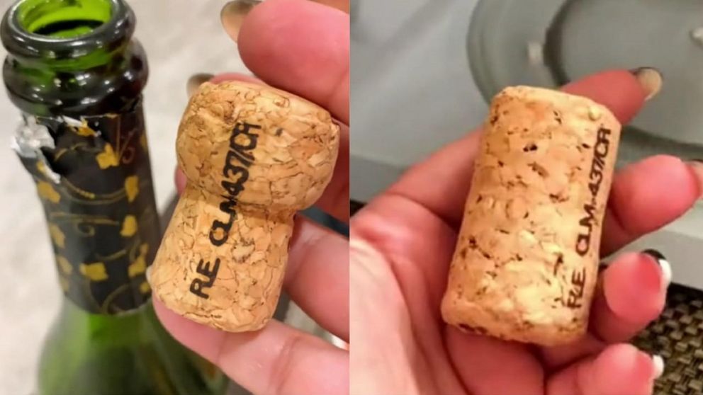 La mujer sorprendió a todos en TikTok con este truco para achicar el corcho de las botellas de vino.