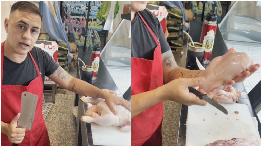 Carnicero tiktoker mostró cómo ahorrar mucho más a la hora de comprar suprema de pollo.