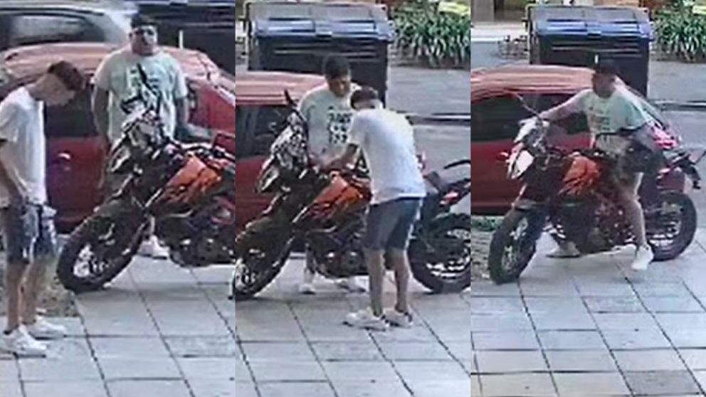 A plena luz del d�a: as� robaron una moto en la puerta de un edificio en N��ez.