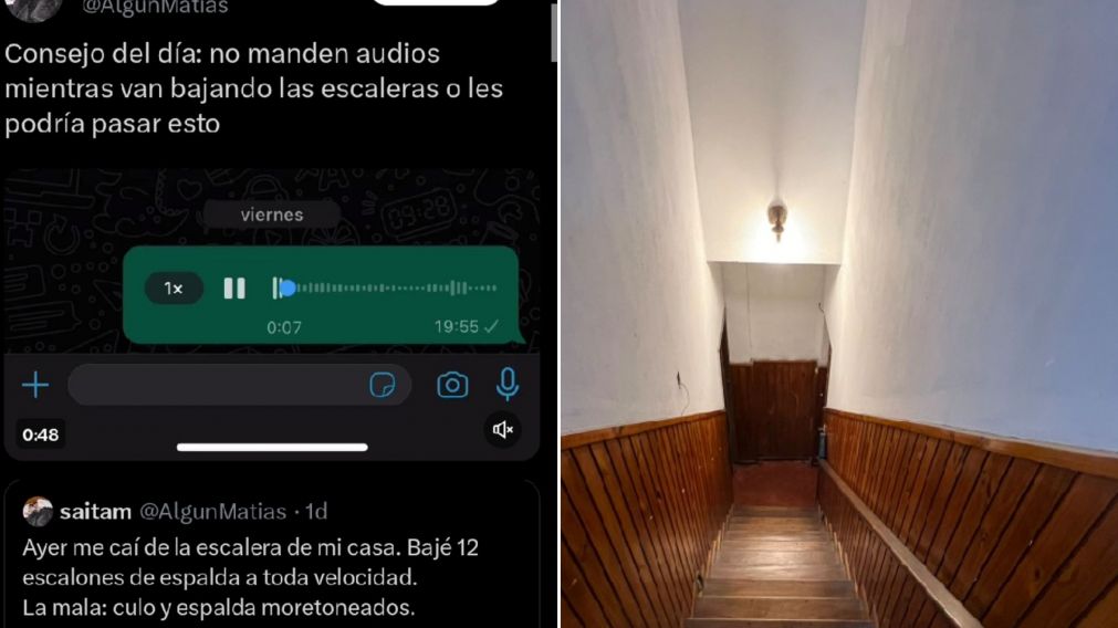 Un hombre sufrió un insólito accidente mientras enviaba un audio por WhatsApp (Imagen redes sociales).
