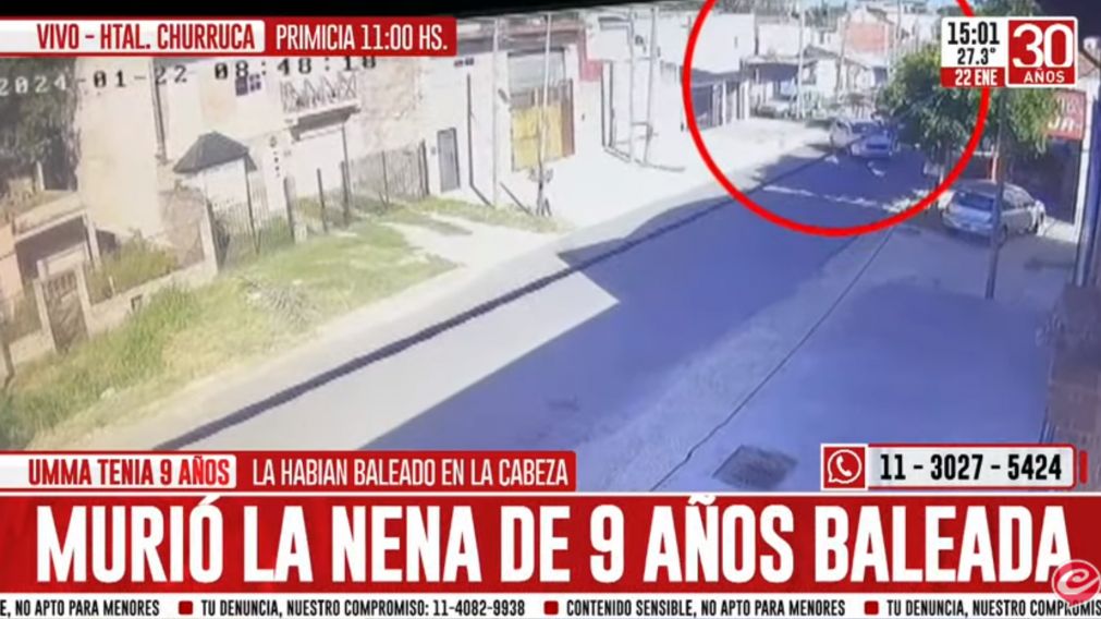 Murió la nena de 9 años baleada.