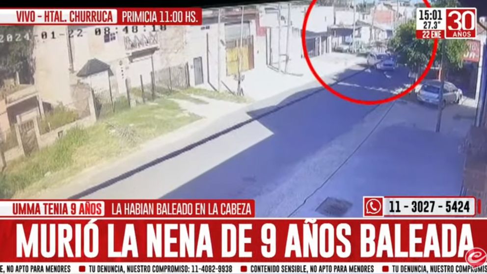 Murió la nena de 9 años baleada.