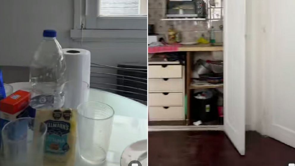 Joven alquiló con su amiga un monoambiente en Mar del Plata y quedó sorprendida al ver la cocina (Imagen captura vídeo).
