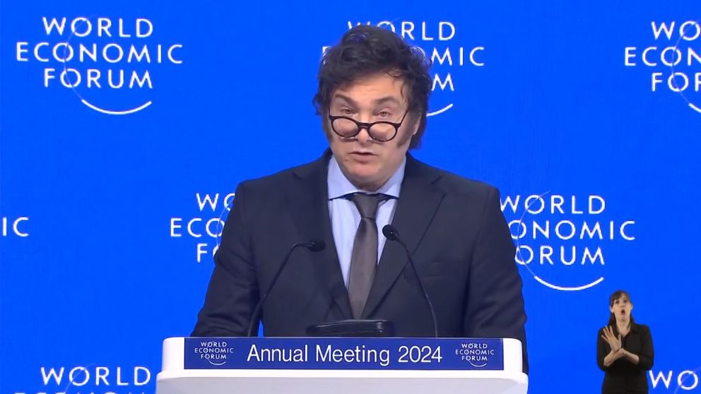 El presidente Javier Milei en el Foro Económico Mundial de Davos (Captura de video).