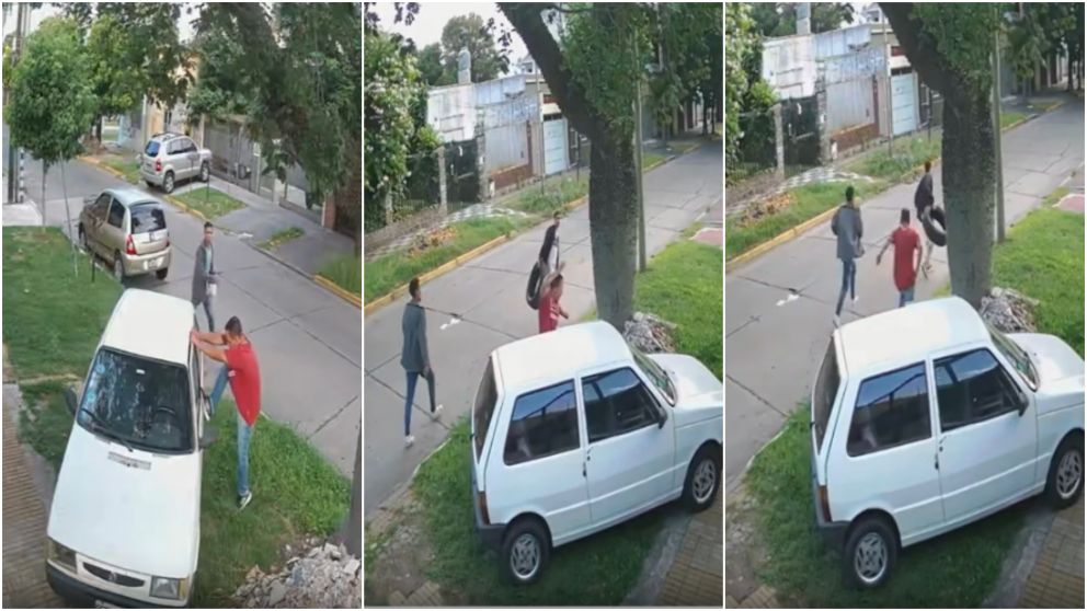 El dueño del vehículo escrachó a los ladrones.