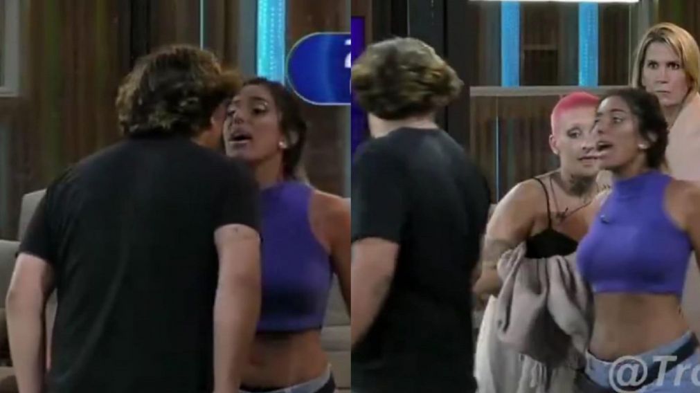 Catalina y Emmanuel discutieron fuerte y casi se van a las manos por un grito del exterior y un comentario desafortunado (Gentileza: Twitter/@TronkOficial).