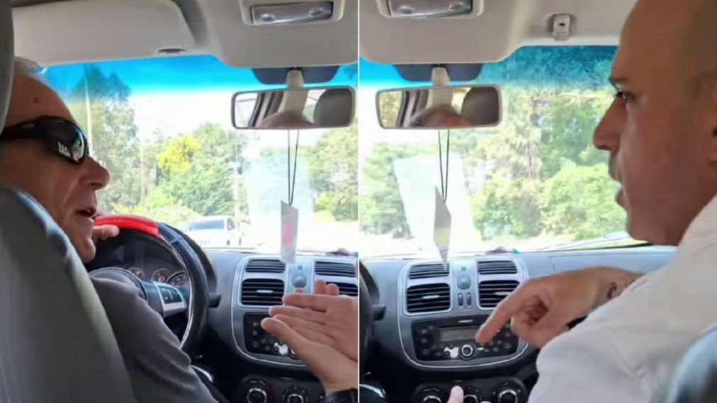 Un joven comenzó a discutir a los gritos con un taxista y la pelea tuvo un inesperado final (Imagen captura vídeo).