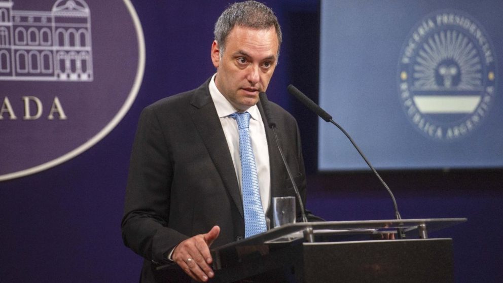 Manuel Adorni brindó una conferencia de prensa en la Casa Rosada (Télam).
