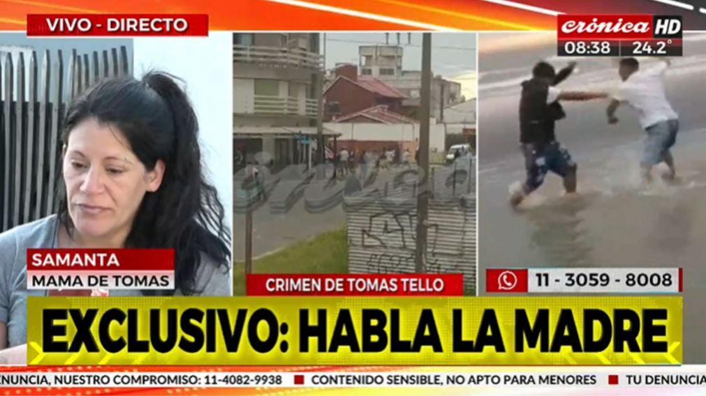 Samanta brind� un dram�tico testimonio sobre la muerte de Tom�s (Captura de TV).