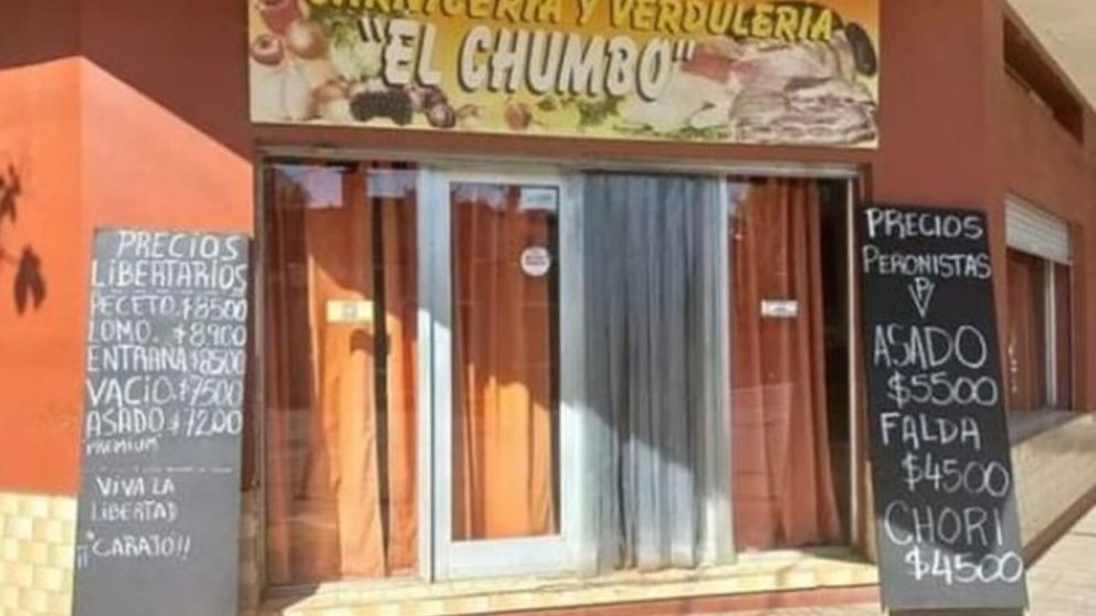 Una carnicería bonaerense puso diferentes precios para "Libertarios y Peronistas" (Imagen redes sociales).