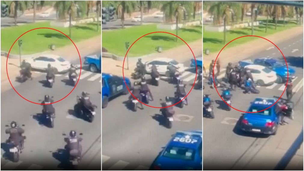 Tremendo intento de fuga del conductor de un vehículo robado.