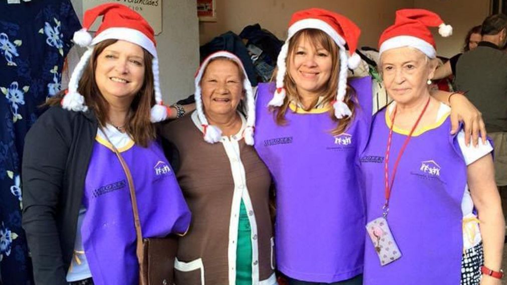 Nancy Maldonado, con sus compañeras de Sumando Voluntades.