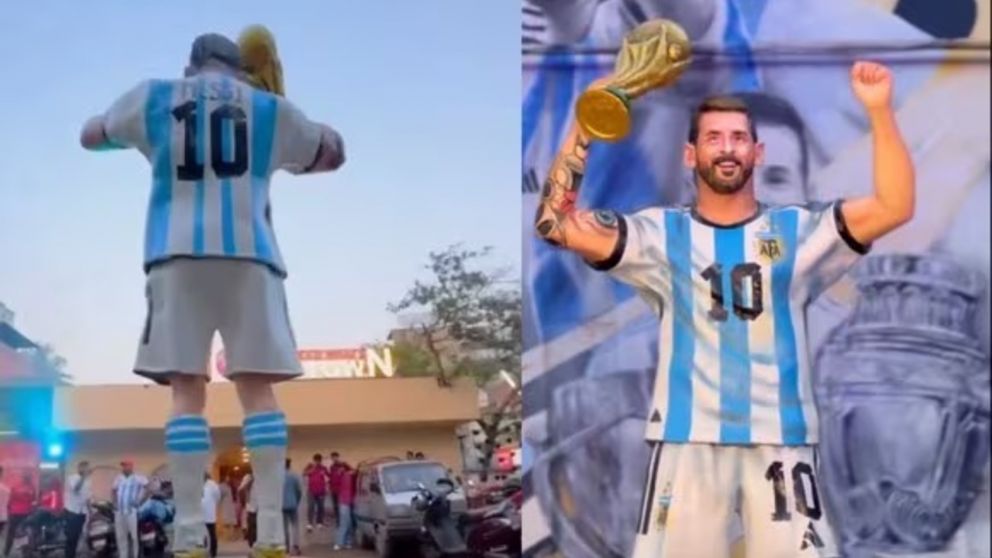 Realizaron una estatua de Messi en la India y recibió múltiples críticas en redes (Imagen captura vídeo).