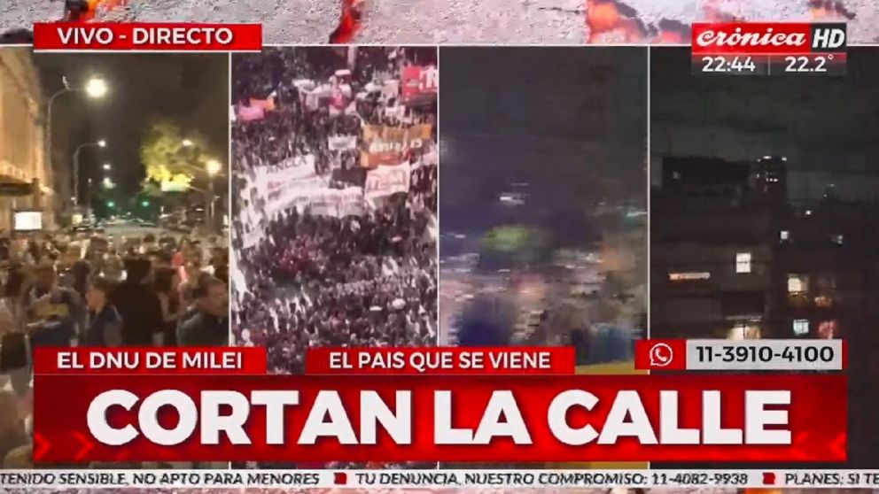 Cacerolazos en todo el pa�s contra el anuncio de Milei que desregula la econom�a.