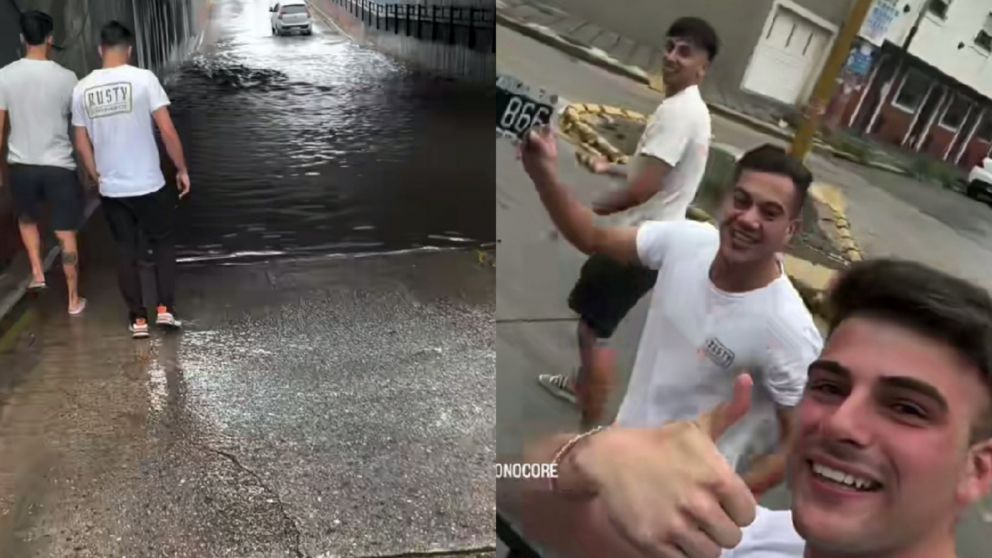 Un joven perdió la patente de su auto durante la tormenta y logró encontrarla junto a sus amigos (Imagen captura vídeo).