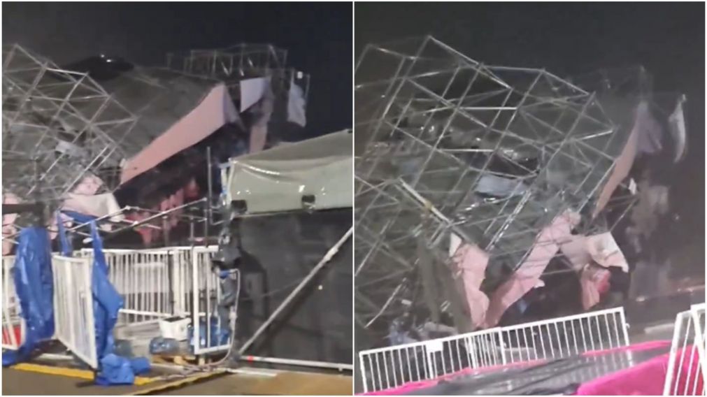 Los impactantes videos que muestran el derrumbe del escenario de la fiesta Bresh durante el fuerte temporal.