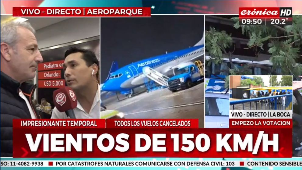 Incertidumbre entre los pasajeros de Aeroparque por los vuelos afectados por el temporal (Crónica HD).