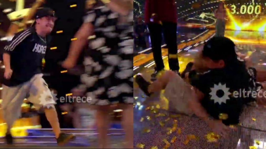 Insólito: abuela ganó "Los 8 escalones" y su nieto la tacleó de la felicidad.