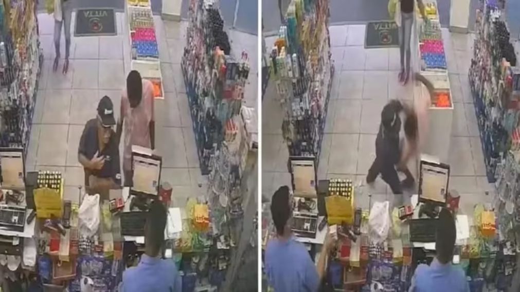 Un ladrón intentó robarle a un hombre de 81 años y recibió una brutal golpiza (Imagen captura vídeo).