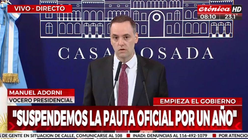 El Gobierno anunció que suspenderá la pauta oficial por un año