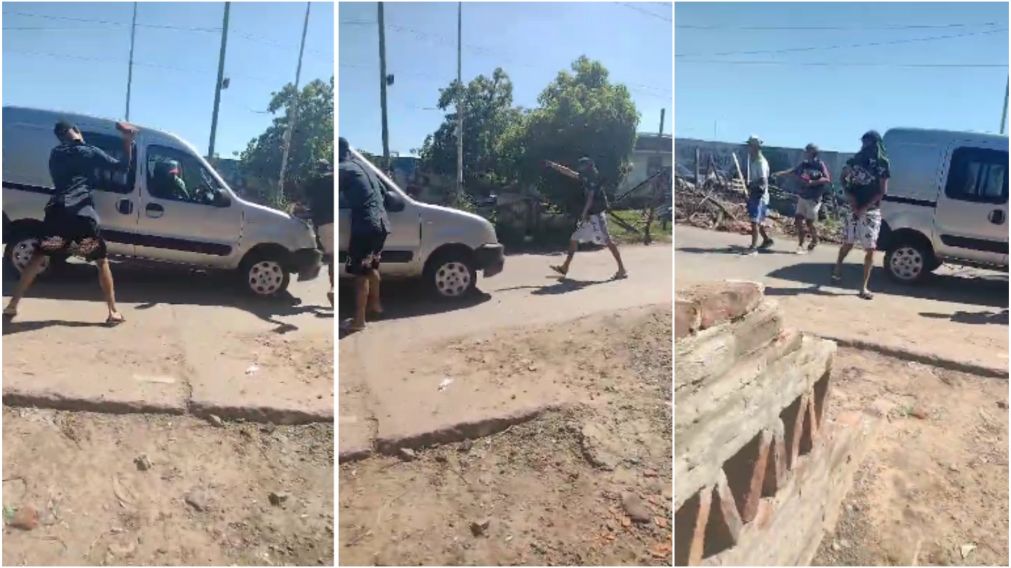 El damnificado tuvo que bajar del vehículo.