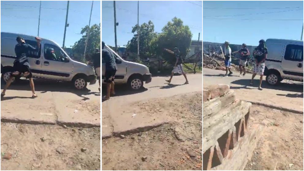 El damnificado tuvo que bajar del vehículo.