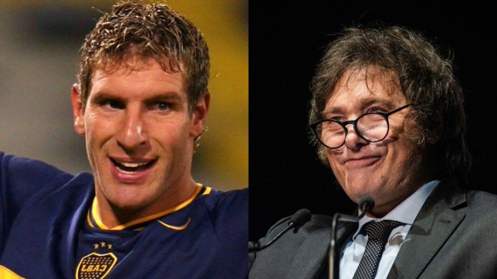 Como en su época de jugador: el centro que recibió Martín Palermo de Javier Milei.