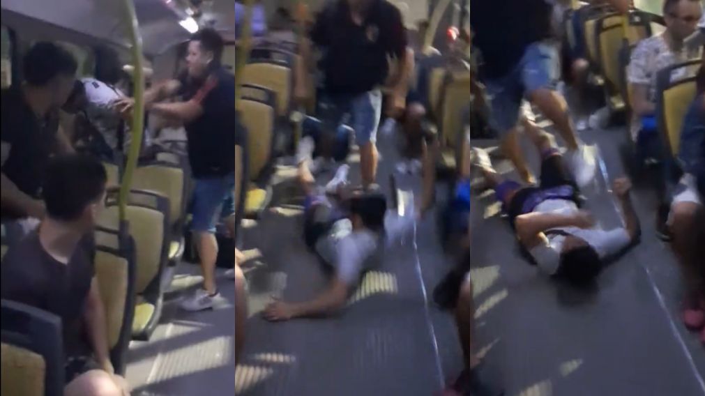 Al grito de "violín de m..." comenzó a golpearlo (captura de video).
